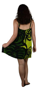 Bali Dress Short - Monstera - Black Green