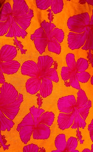 Island Style -  Hibiscus - Red / Background -Orange