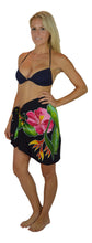 Island Style - Batik Half Size Sarong - Black with Tropical Bouquet & Ginger