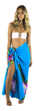 Island Style - Hand-Painted Batik Sarong - Full-Size (48" x 72") - Hibiscus Lei - Turquoise