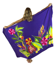 Island Style - Hand-Painted Batik Sarong - Full-Size (48" x 72") - Tropical Garden - Purple