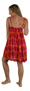 Secret Beach- Bali Dress - Short -  New Hibiscus - Red / Orange