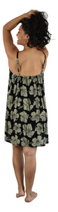 Bali Short Dress - Hibiscus - Crème / Background - Black