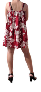 Bali Dress Short - Hibiscus - Red - Batik