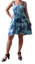 Bali Dress Short - Tropical- Soft Blue - Batik