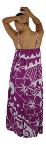 Aloha Royale - Bali Dress- Long - Hawaiian Hibiscus - Purple