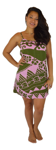 Aloha Royale - Bali Dress - Short - Holoholo - Pink and Olive