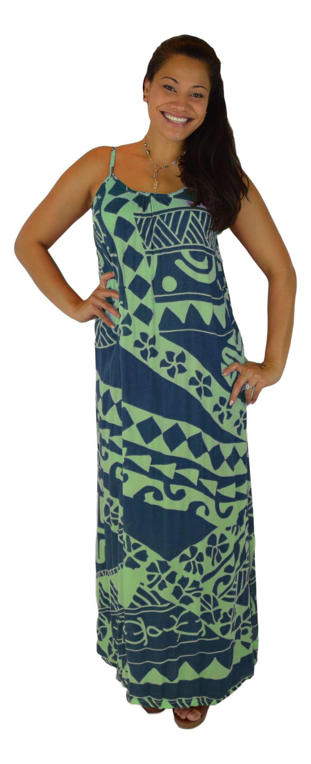 Aloha Royale - Bali Dress - Long - Holoholo - Blueberry and Seaglass