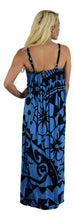 Bali Dress - Long - Hawaiian Hibiscus - Blue and Black