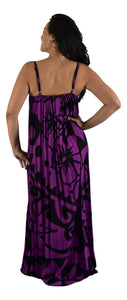 Aloha Royale - Bali Dress - Long - Hawaiian Hibiscus - Purple and Black