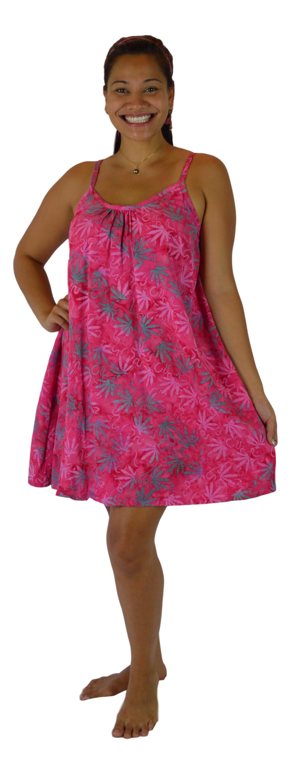 Aloha Royale - Short Bali Dress - Batik Ganja - Pink