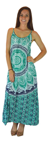 Holoholo - Bali Dress  - Mandala - Green - Long