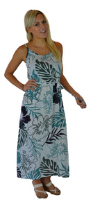 Holoholo - Bali Dress - Paradise Hibiscus - Blue - Long