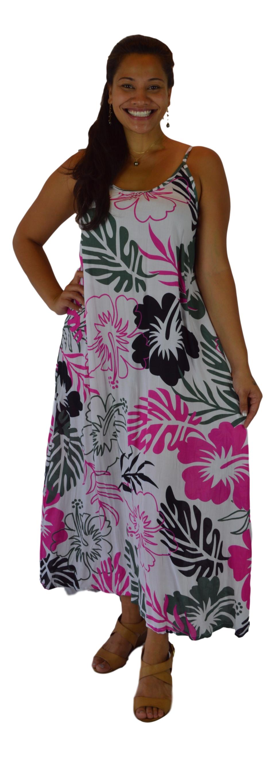 Holoholo - Bali Dress - Paradise Hibiscus - Pink - Long