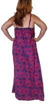 Bali Dress - Long - Hibiscus - Dark Pink - Blue