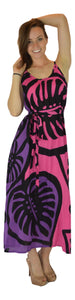 Holoholo - Bali Dress - Long - Monstera - Pink
