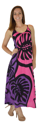 Holoholo - Bali Dress - Long - Monstera - Pink