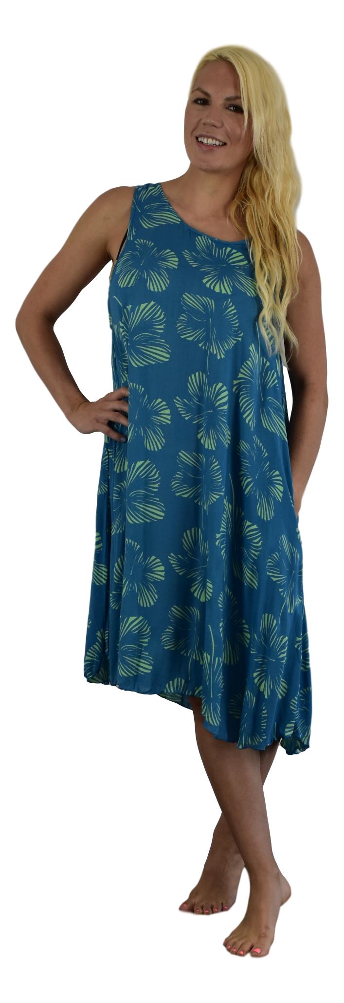 Secret Beach - Cabana Dress - New Hibiscus - Palace Blue / Nile Green