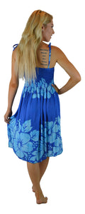 Island Style - Elastic Dress - Hibiscus - Blue