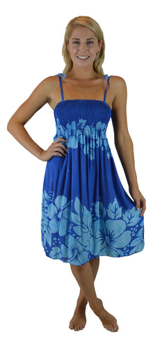 Island Style - Elastic Dress - Hibiscus - Blue