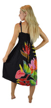 Island Style Batik Dress - Tropical Bouquet Design (Black w/Tropical Bouquet)