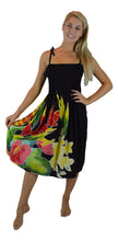 Island Style Batik Dress - Tropical Bouquet Design (Black w/Tropical Bouquet)