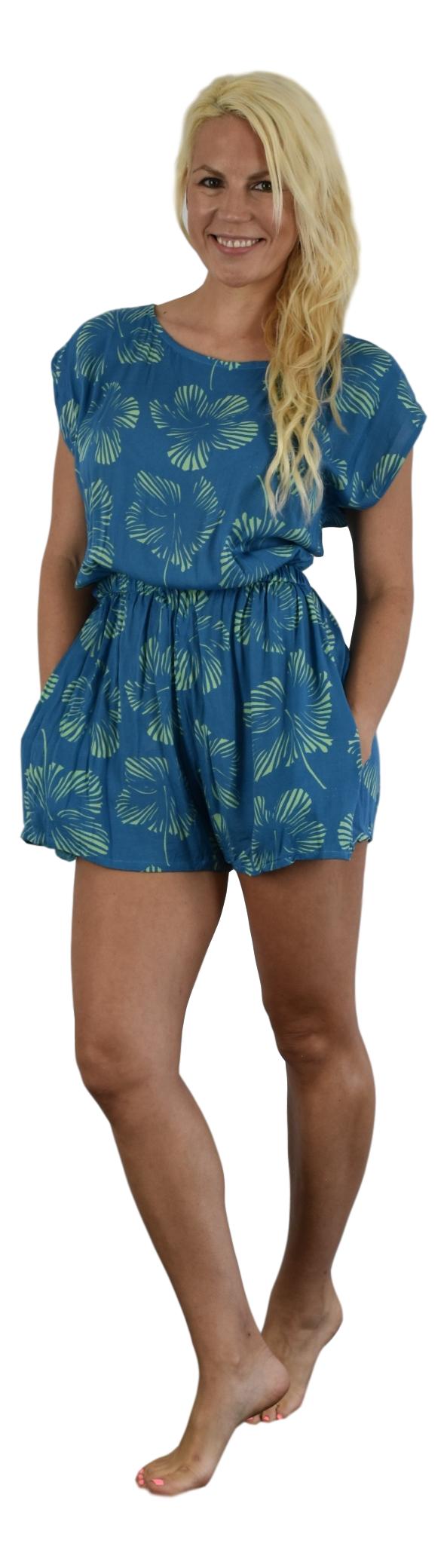 Secret Beach - Romper - New Hibiscus - Palace Blue / Nile Green