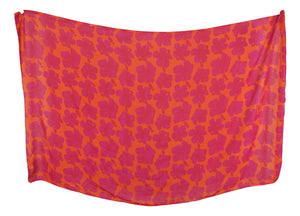 Island Style - Full Sarong - Hibiscus - Red / Background -Orange