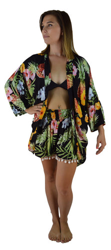 Secret Beach - Jacket - Hibiscus Pineapple - Black