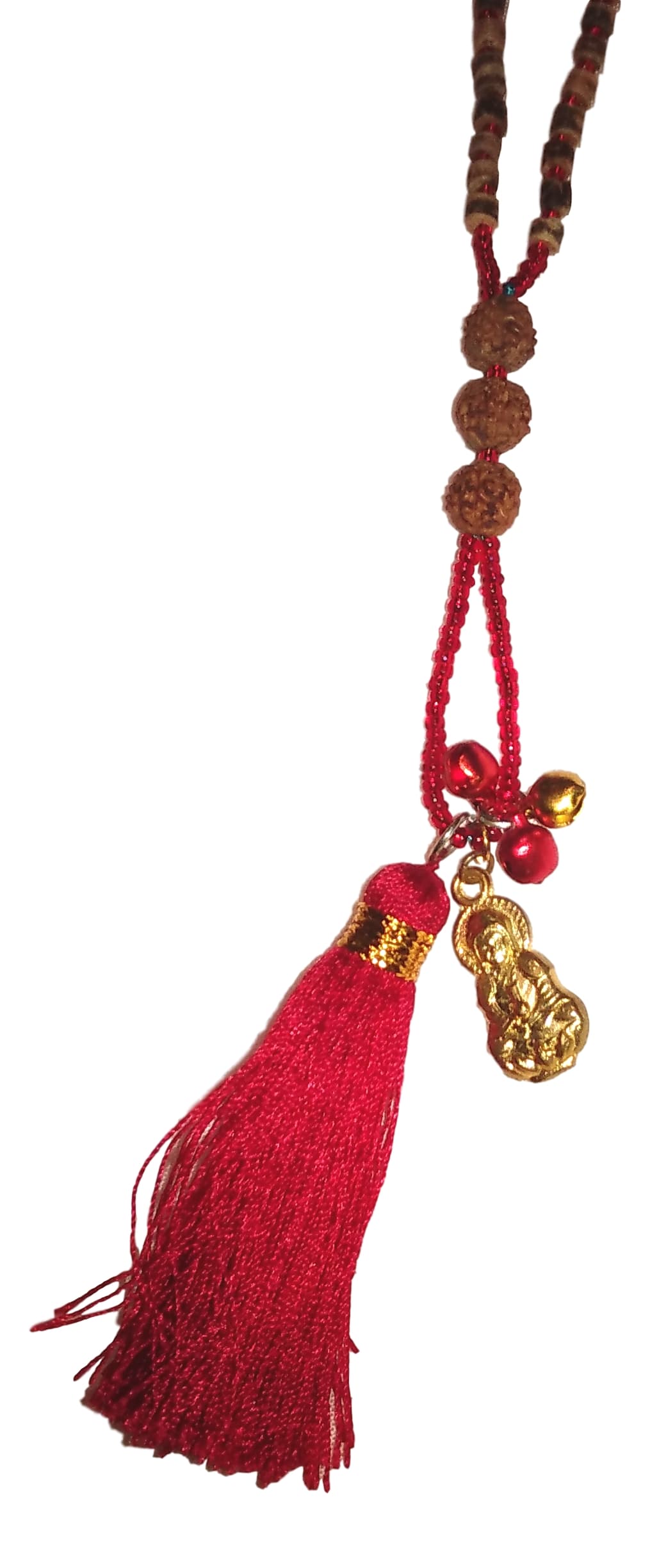 Jewelry - Mala Necklace with Budha, Bells, and Tassel - Red