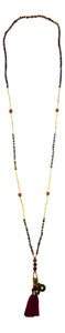 Jewelry - Mala Necklace with Buddha, Bells, and Tassel - Burgandy