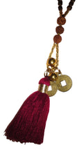 Jewelry - Mala Necklace with Buddha, Bells, and Tassel - Burgandy