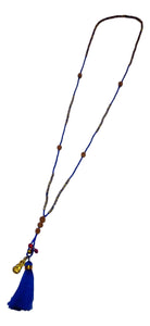 Jewelry - Mala Necklace with Buddha, Bells, and Tassel - Blue