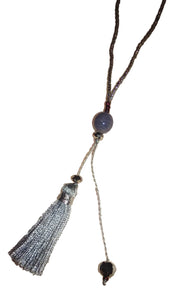 Jewelry - Mala Necklace with Buddha and small beads - Grey