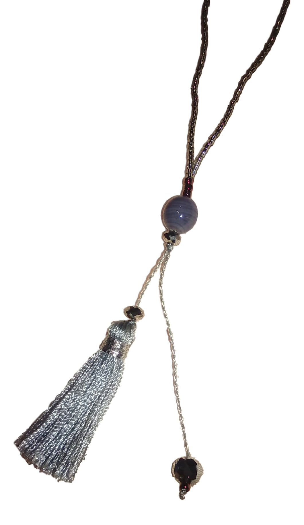 Jewelry - Mala Necklace with Buddha and small beads - Grey