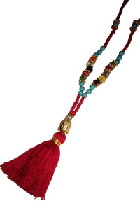 Jewelry - Colorful Mala Necklace with Buddha and small beads - Red