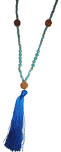 Jewelry - Long Mala Necklace with Turq Beads and Turq Tassel