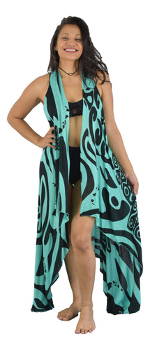 Magic Sarong - PLUS - Island Turtle - Teal & Black