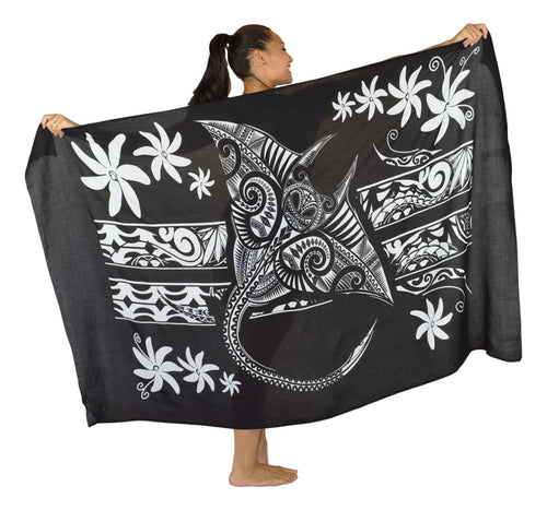 Island Style - Manta Tiare Sarong - Full - Black / White - 24 pieces