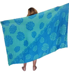 Island Style - Monstera Sarong - Turquoise / Seafoam - Full