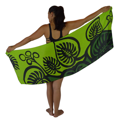 Island Style - Bold Monstera Sarong - Half - Dk Green / Green