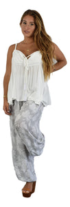 Secret Beach - Paia Top - White  - Chiffon Rayon with tape and tassels on tie