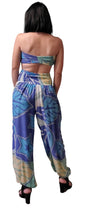 Holoholo - Pant with Bandeau Top  -Monstera Madness - Blue & Green