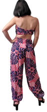 Pant with Bandeau Top - Dk Pink & Blue Monstera