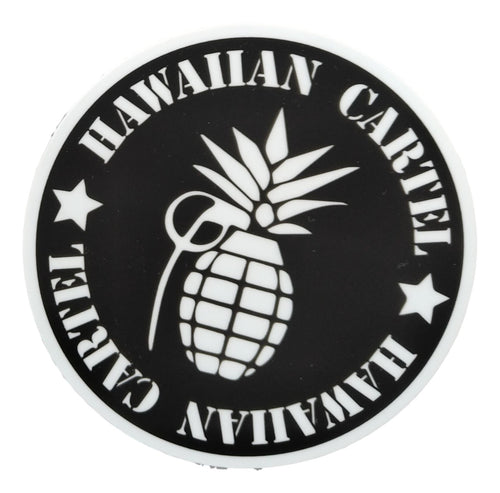 Sticker - Hawaiian Cartel Logo - Black and White - 4 inch circle