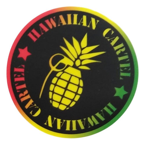 Sticker - Hawaiian Cartel Logo - Rasta - 2 inch circle