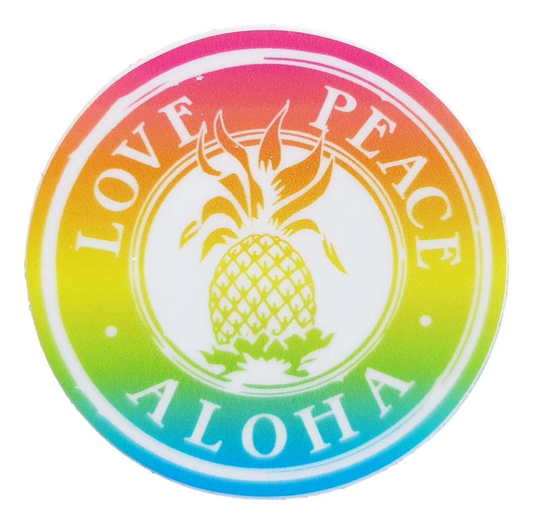Sticker - Love Peace Aloha - Shave Ice - 2 inch circle