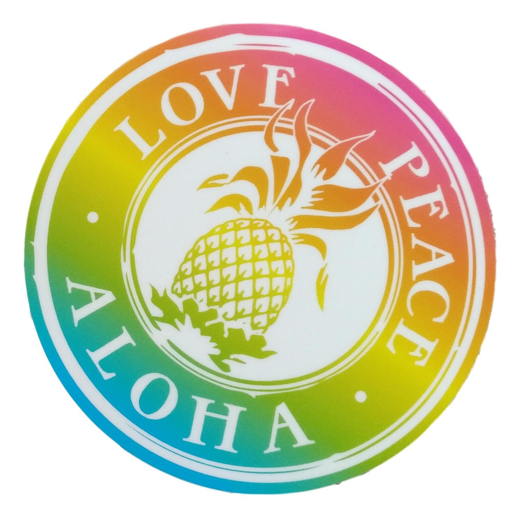 Sticker - Love Peace Aloha - Shave Ice - 4 inch circle