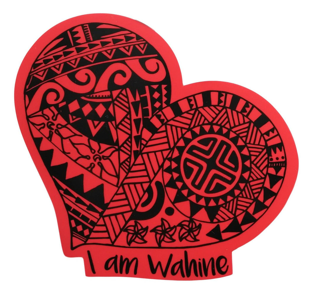 Sticker - I am Wahine - Red - 6 inch