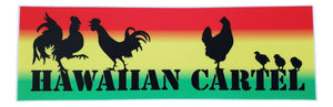 Sticker - Hawaiian Cartel Chickens - Rasta - 6 inch